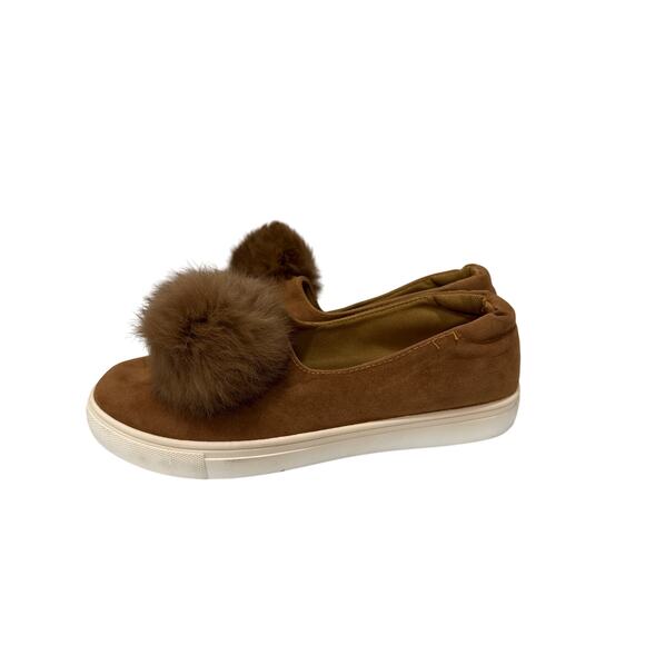 Yoki Brown Suede Pom-Pom Flats - Women's Size 8 - Picture 3 of 6